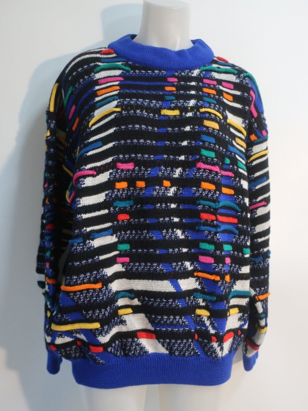 Mens Coogi Multicolor (Item-454) Pure Wool Vintage 3D Crew Neck Sweater XL